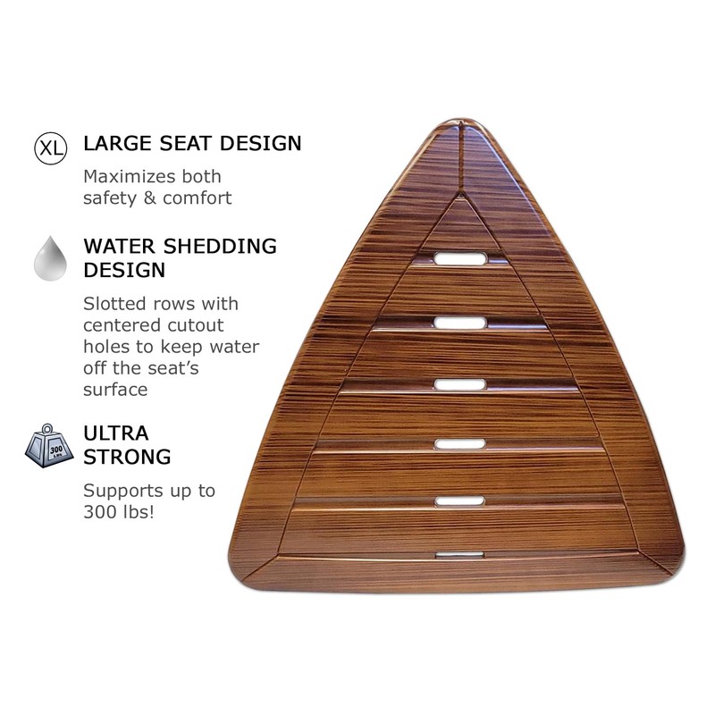 MedGear A-0212D Tool-Free Faux Teak Shower Chair, Brown