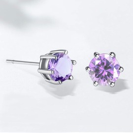 Sunnyshopday June Alexandrite Jun Birthday Stone Birthstone,Daily Wear,925 Sterling Silver or 18ct White Gold Plated Earrings Studs Men Women,Jewelry Box Gift Choice