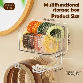 LELE LIFE Wall Mount Headband Holder Hair Accessories Organizer, Self Adhesive Scrunchie Holder with Clear Acrylic Caddy for Bows, Ties, Clips, Pins, Claw Clip,Clear