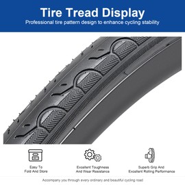 FengCan 700C Bicycle Tyre 28-622 700 x 28C Foldable and 28 Inch Bicycle Inner Tube 700 x 25/32C Presta Valve 48 mm, Suitable for 700 x 28C 28 x 1.10 City/Road Bicycle Tyre Replacement Wheel (One)