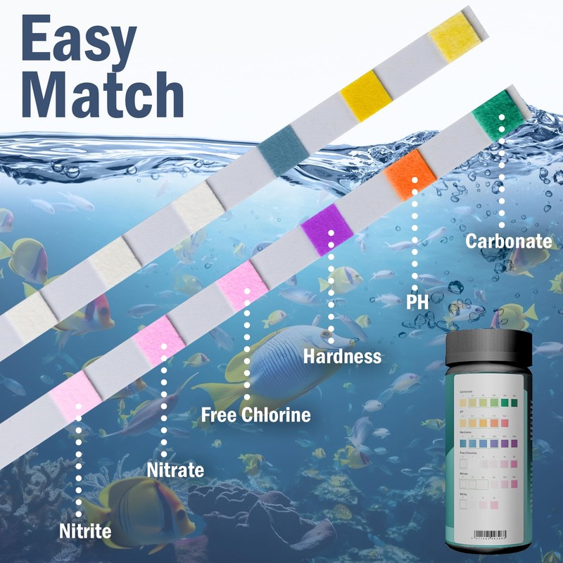 AQUAVERITY Aquarium Test Strips, 100 Fish Tank Test Strips for
