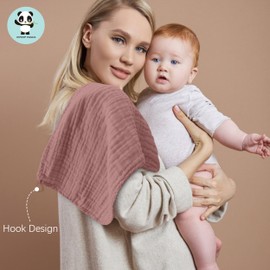 HIPHOP PANDA Muslin Burp Cloths, 10 Pack - Large 20" X10" - Ultra Absorbent and Soft 100% Cotton Baby Essentials Drool Rags and Messes for Newborn - ​Colorful Designs for Boy Girl, Multicolor 2