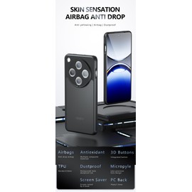 TINGYR Case Compatible with Oppo Find X8 Pro, Shockproof, Non-slip, Scratch-resistant, Anti-fingerprint Bumper Protective Case (Black)