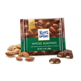 Ritter Sport Milk Chocolate with Whole Almonds 100g/3.52oz (Pack of 8)