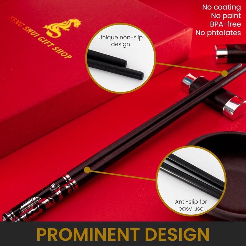 Premium Chopstick Set – 2 Ceramic Dishes, 2 Bamboo Chopsticks,