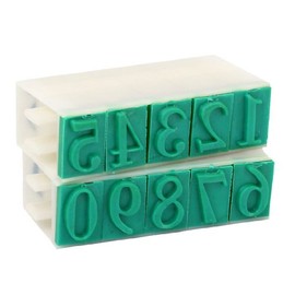 uxcell Rubber 0-9 Digits Combination Numbering Stamp Green 23mm Wide Grey White