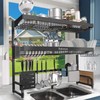 Babosas Over The Sink Dish Drying Rack,3 Tier Adjustable Length