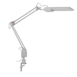Manningham Lighting 5W LED White Table Desk Edge Mounted Clamp Lamp Neutral White 4000K Study Reading Work Office Home Room Edge Mounted Desk Clamp Lamp Adjustable Arm Artist Heron Bench Lamp