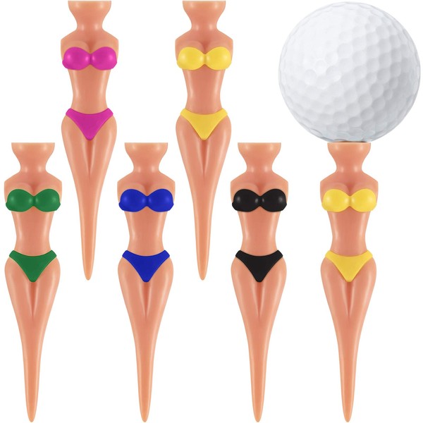 Funny Golf Tees Ladies Girls 76mm/3 Inch Plastic Golf Tees Pin-Up Golf Tees Men Women Golf Training Golf Accessories (5 Pieces)