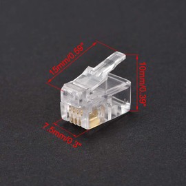 sourcing map Telephone Modular Plug Male RJ11 Connectors, Copper Core 4P4C Clear 100pcs