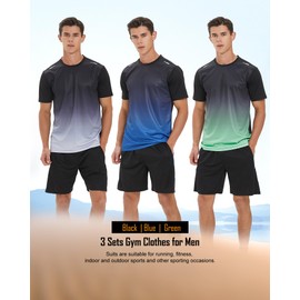 BOOMCOOL Gym Clothes for Men Workout Shirts Sets Outfits 6 Piece for Running Football Athletic Exercise Fit for Out T Sports