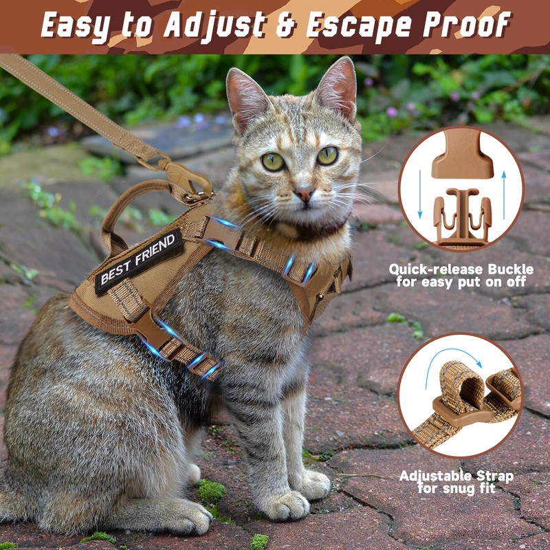 SALFSE Large Tactical Cat Harness Leash, Air Mesh Adult Cat