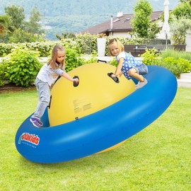 OLAKIDS 8FT Inflatable Dome Rocker Bouncer, Outdoor Kids Giant Roll and Play Seesaw Rocker with 6 Secure Handles, Max Weight 250 LBS