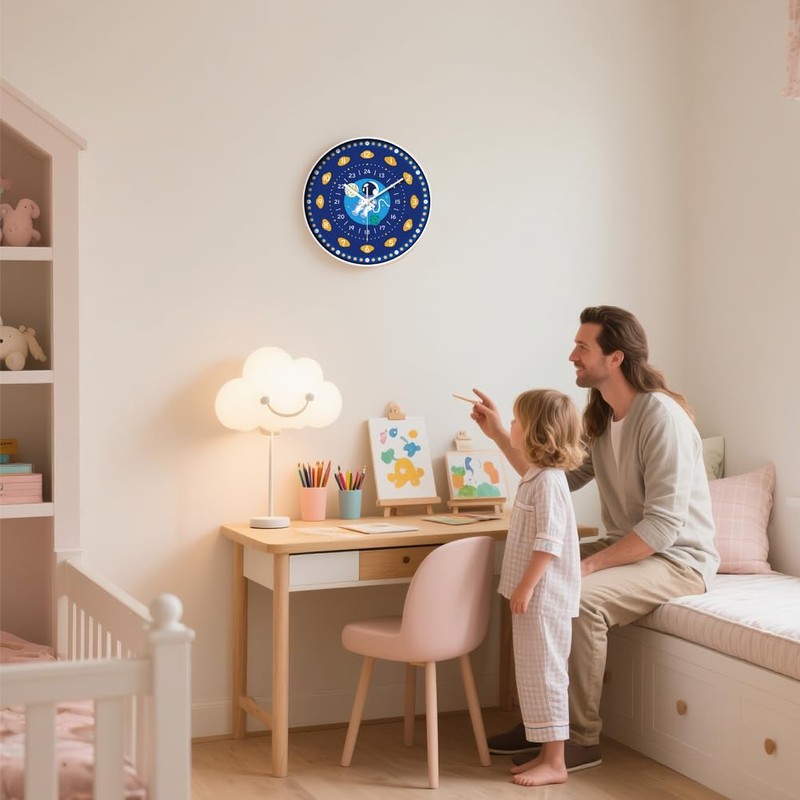 Learning Wall Clock for Kids, 12in Silent Time Teaching Clock