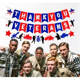 Veterans Day Party Decorations,Thank You Veterans Banner(Military), Patriotic Soldier,Veterans Day Banner,Patriotic Military,Deployment Returning Back Military Army Homecoming Party Decoration