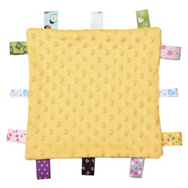 EsiFare Baby Towel, Drool Wipe, Soothing Towel, Safe, Small, Blanket, Soothing, Sleeping, Multi-Dimensional, With Colorful Tags, Square, Baby Shower, Gift, Unisex, Yellow