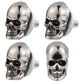 Arenbel Skull License Plate Bolts Car Tag Screw Motorcycle Frame Fasteners Nuts Kit Fit Vehicles Motorcycle Trucks SUV, 4Pcs Silver