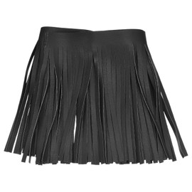 QUARKZMAN 1 Yard 6 Inch Faux Leather Fringe Trim Double-Sided Leather Sewing Tassel Fringe for Crafts Sewing Dress Craft Skirt Decoration Black