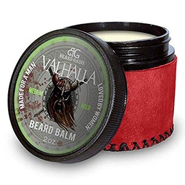Beard Gains Medium Butter Hold Scented Balm for Men 2oz | Valhalla Luxury Vikings Conditioner | Style, Groom & Grow Facial Hairs W/ Organic and Natural Product | MADE IN USA (2oz)