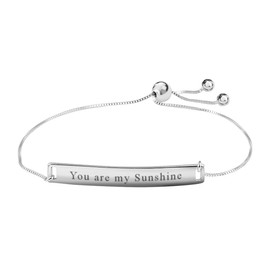 Bolo Adjustable Bracelet 925 Sterling Silver You Are My Sunshine Tag Statement Friendship for Women Jewelry Birthday Mothers Day Gifts for Women Birthday Mothers Day Gifts