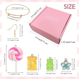 Aulufft Candy Bracelet Charms, Colorful Gummy Candy Bear, 182 Pieces Colorful Polymer Sweet Charms with Flower Pendant Charms for DIY Keychain Necklace Bracelet Earrings Crafts Decoration