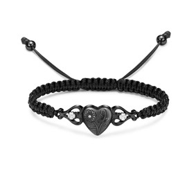 constantlife Heart Urn Bracelet for Ashes Sunflower Cremation Memorial Jewelry for Women Girls Adjustable Braided Wristband Bangle Keepsake (Black)
