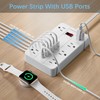 10 Ft Long Extension Cord,Power Strip Surge Protector HUNIAN Flat