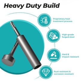 LitKiwi SDS Plus Ground Rod Driver Set,for 5/8" & 3/4" Ground Rods,with Heavy Duty Drill Bit Rotary Flat Hammer,Can Be Used for SDS-Plus Rotary Hammer Drill Tools Like Bosch Dewalt Milwaukee etc.