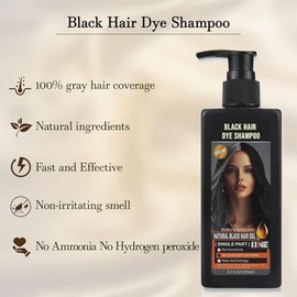 lymznus Champú Tinte Negro Sin Amoníaco 3 En 1 Para Cubrir Las Canas, Con Ingredientes Herbales. Champú Colorante Negro Para Mujeres Y Hombres. Tinte 