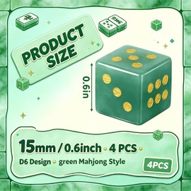 4 Pcs Mahjong Crystal Dice, 16mm Game Dice Set