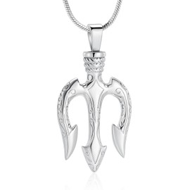 memorial jewelry Cremation Jewellery for Ash Pendant - Poseidon Trident Pendant Stainless Steel Ancient Greece Amulet Necklace for Men Gift for Sailor, Stainless Steel, No Gemstone