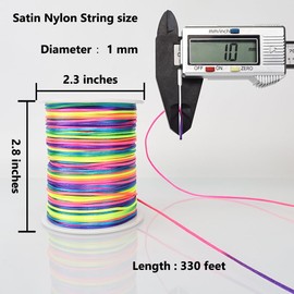 330 Feet Satin Nylon String, 1 mm Silky Smooth Durable Nylon Cord for Jewelry Making, Bracelets, Beading, Necklaces, Macrame, Kumihimo, Rattail, and Chinese Knot Craft