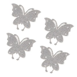 Wuyaoyao 4PCS Butterfly Bling Car Stickers, Crystal Rhinestone Car Decals for Women, Self Adhesive Diamond Car Bumper Sticker for Door Window Laptop Luggage, Universal Car Decoration (White)