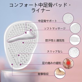 KUENZ Women's Metatarsal Cushion, High Heel Foot Cushion, Forefoot Cushion, Foot Cushion, Forefoot Anti-slip Cushion, Foot Protection Cushion, All Sizes (Clear)