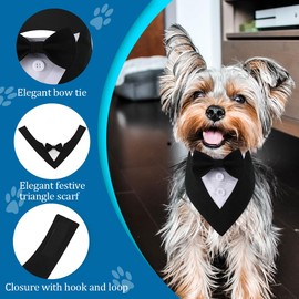 DOGTACT Tuxedo Bandana, Adjustable Pet Collar With Bow for Small, Medium and Large Dogs, Formal Wedding Clothing, Birthday Gifts