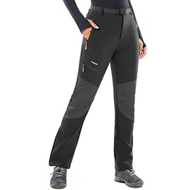 Ewedoos Snow Pants for Women Waterproof Insulated Winter Ski Pants Women with Zipper Bottom Leg Snowboarding Hiking Black