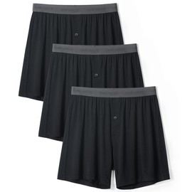 DAVID ARCHY Mens Underwear Bamboo Rayon Boxers for Men Breathable and Cool Men's Boxer Shorts with Button Fly 3 Pack (M,Black)