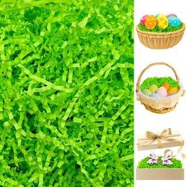 AouEtnay 12 oz Easter Grass Recyclable Shred Paper Filler Easter Basket Grass Stuffers for Gift Basket Filler, DIY Gift Packaging and Party Favors, Green