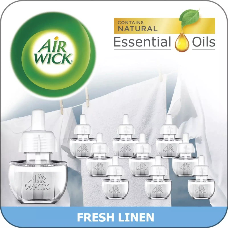 Air Wick Plug in Scented Oil Refill, 10ct, Fresh Linen,