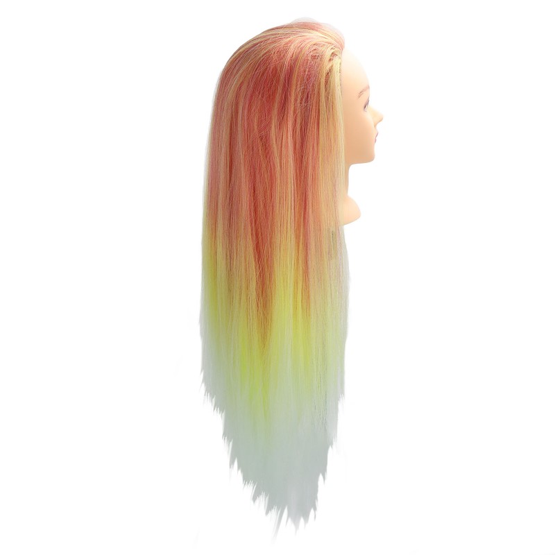 Hairdressing Mannequin Head Synthetic Braiding Hair Hairdresser Head Gradient Orange