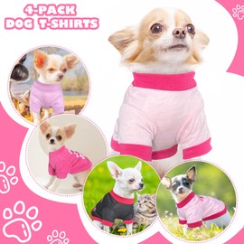 Kallfir's cutie 4 Pieces Dog Clothes for Small Dogs Girl Summer Spring Dog Shirts Cute Soft Chihuahua Yorkie Clothes Pet T-Shirt Breathable Puppy Cat Clothes Tiny Dog Outfit (Medium, A)