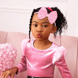 YanJie HAIRBAND 2.5 Count - Nylon, Velvet - Hair Styling, Securing Hair - For Baby Girls - Valentine's Day - Handmade, Soft, Stretchy, Red Pink - 1 Piece/Set