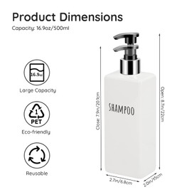 Segbeauty Soap Dispenser, 3 Pieces 500 ml Soap Dispenser Set with Labels for Shampoo, Conditioner, Body Soap, Shampoo Bottles for Filling for Kitchen and Bathroom, White