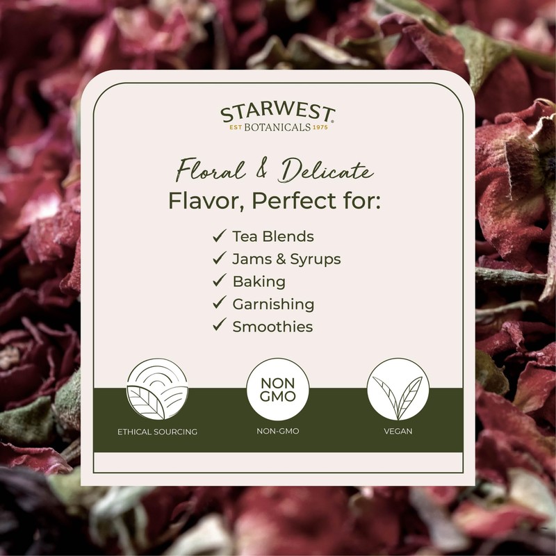 Starwest Botanicals Dried Red Rose Buds & Petals - Edible