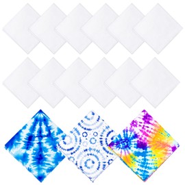 12 Pack Cotton White Bandana Bulk for Tie Dying, Blank Bandanas for Women Men Dog Cat Pet, Unisex Headband, 22 x 22 Inch