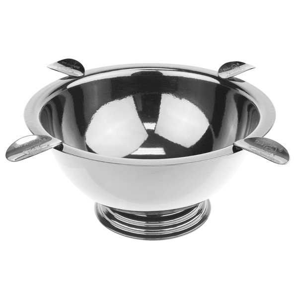 Stinky Cigar Ashtray, 4 Stainless Steel Stirrups, 8-Inch Diameter, 3-Inch Deep, Windproof, Deep Bowl Design, Known As 'The Original Stinky Ashtray, Polished Stainless Steel