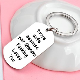 Drive Safe Keychain Funny Gifts for Grandchildren from Grandma Unique Key Chain Birthday Christmas Presents from Mom and Dad