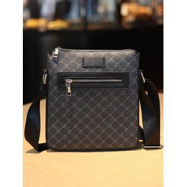 Men's New Trend Business Style All Over Print Work Bag, Durable Zipper Crossbody Bag for Gift, Fashion Shoulder Bag, Casual Square Crossbody Bag with Adjustable Strap for Work Office & Daily Used