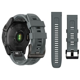 22mm Watch Band for Garmin Fenix 5/Fenix 6/Fenix 7/Fenix 8 47mm/Fenix E 47mm, Soft Silicone Band Strap Wristband with Quick Fit for Garmin Smart Watch (Grey)
