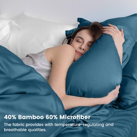 LINENOVA Standard Pillowcase Set of 2, Cooling Rayon from Bamboo Pillow Cases, 2000 TC Ultra Soft & Breathable Envelope Pillow Cover, Moisture-Wicking for Hot Sleepers(Biscay Blue, 48 * 74cm)